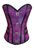 Sexy 2pcs 14 Steel Bones Buckle Sides Lace up Purple Overbust Corset